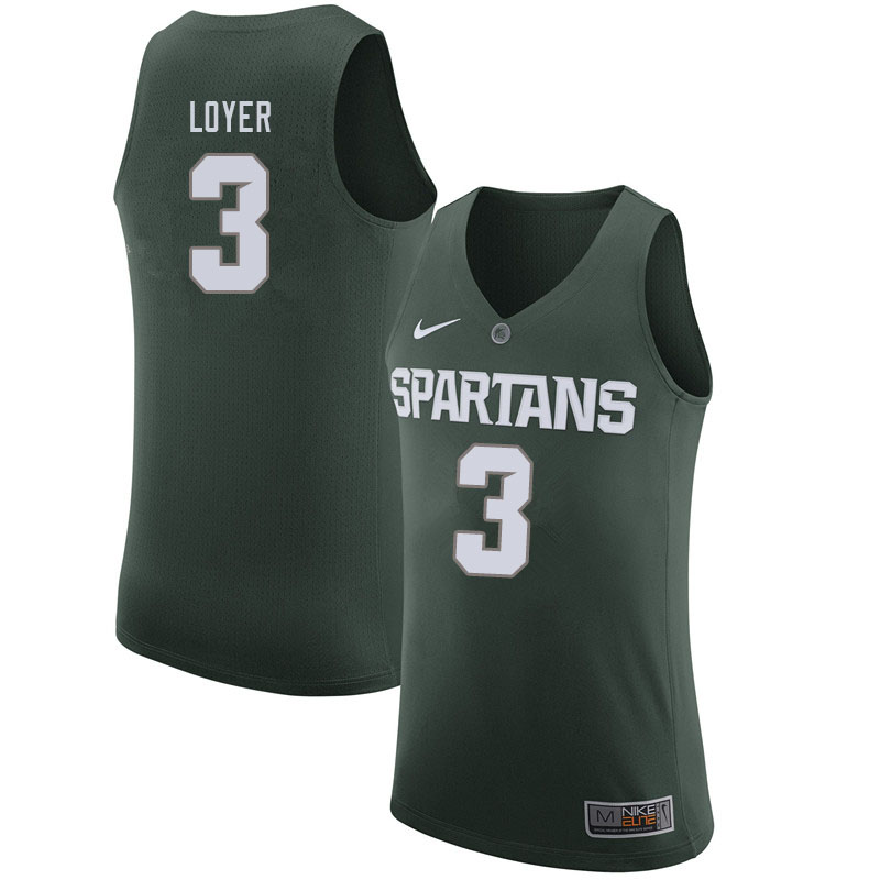 Men Michigan State Spartans #3 Foster Loyer NCAA Nike Authentic Green College Stitched Basketball Jersey KT41F20TN